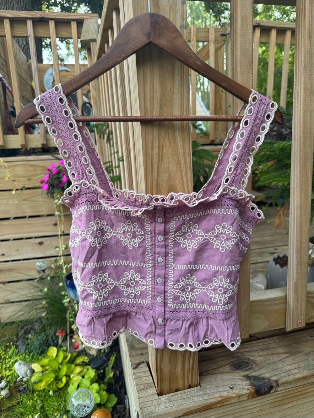 American Eagle Outfitters Mauve Pink Embroidered Crop Tank NWT